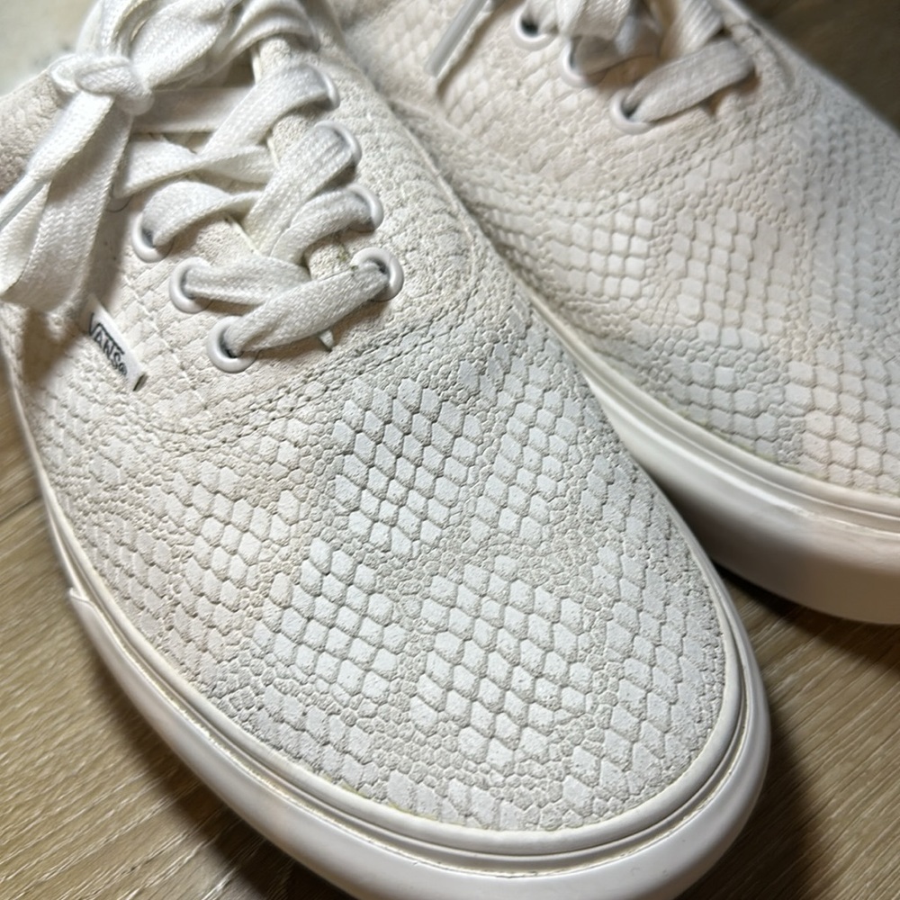 White Snake Print Vans